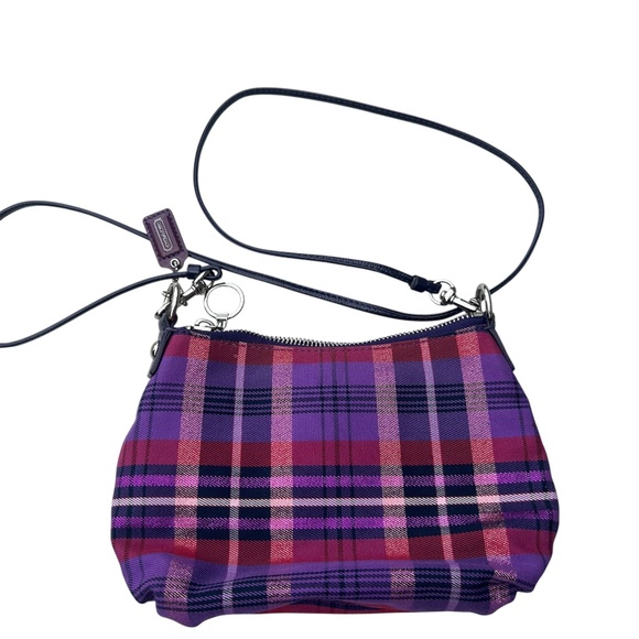 Coach Poppy Vintage Purple Tartan Plaid Crossbody Bag Excellent Condition - Picture 2 of 9